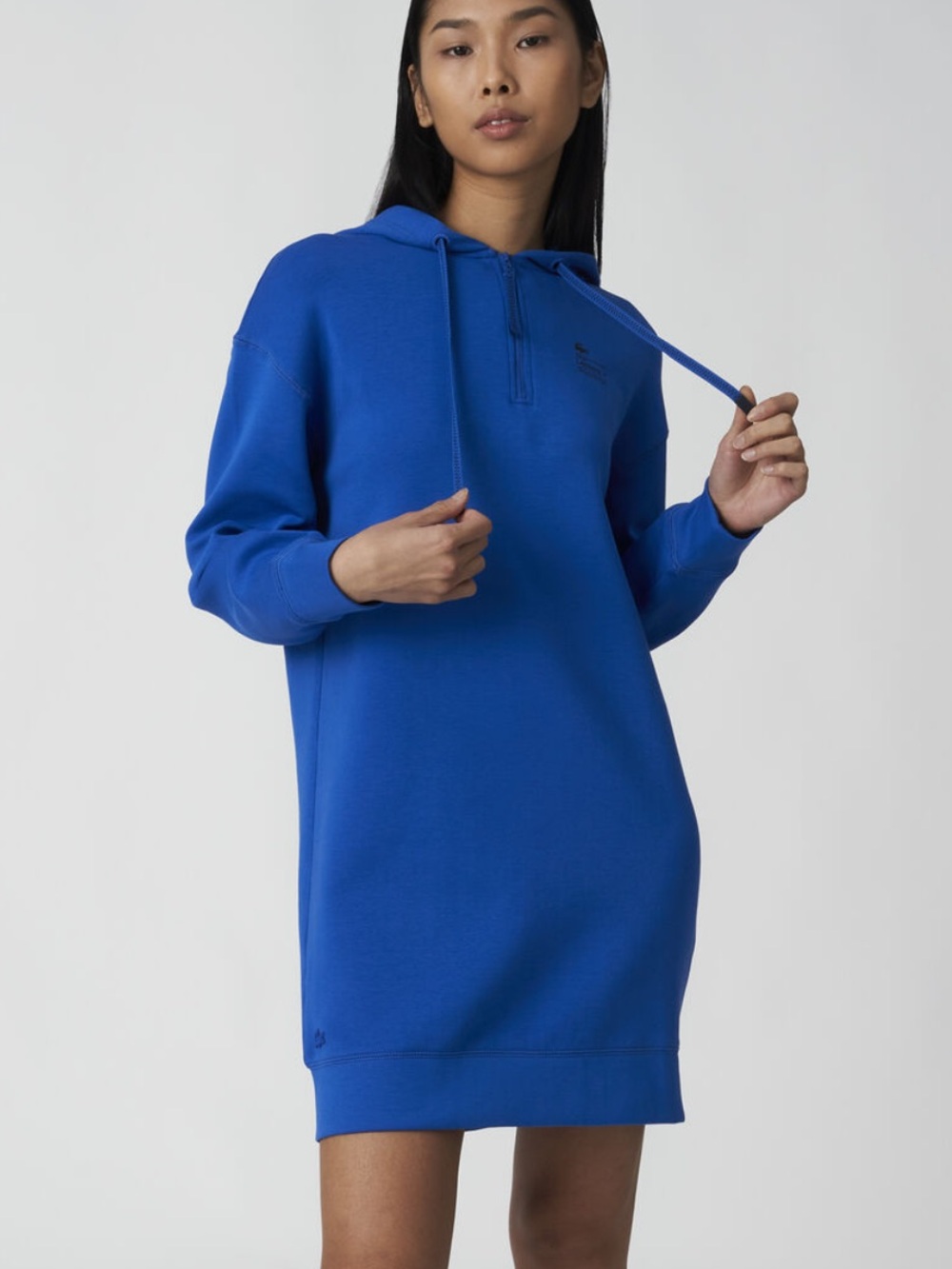 NWT Lacoste Blue Piqué Hooded Sweatshirt Dress US 6 FR38 $175